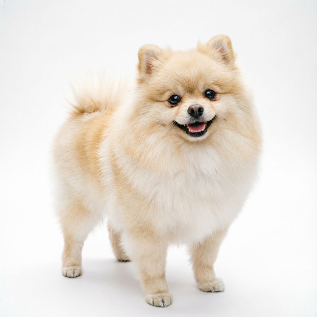 Freshly groomed Pomeranian at Starbreeds pet clinic in Visakhapatnam