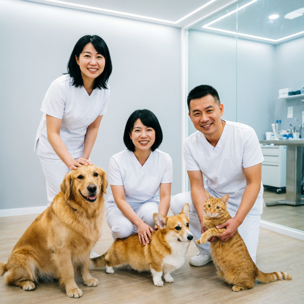 Starbreeds pet clinic veterinary team with pets
