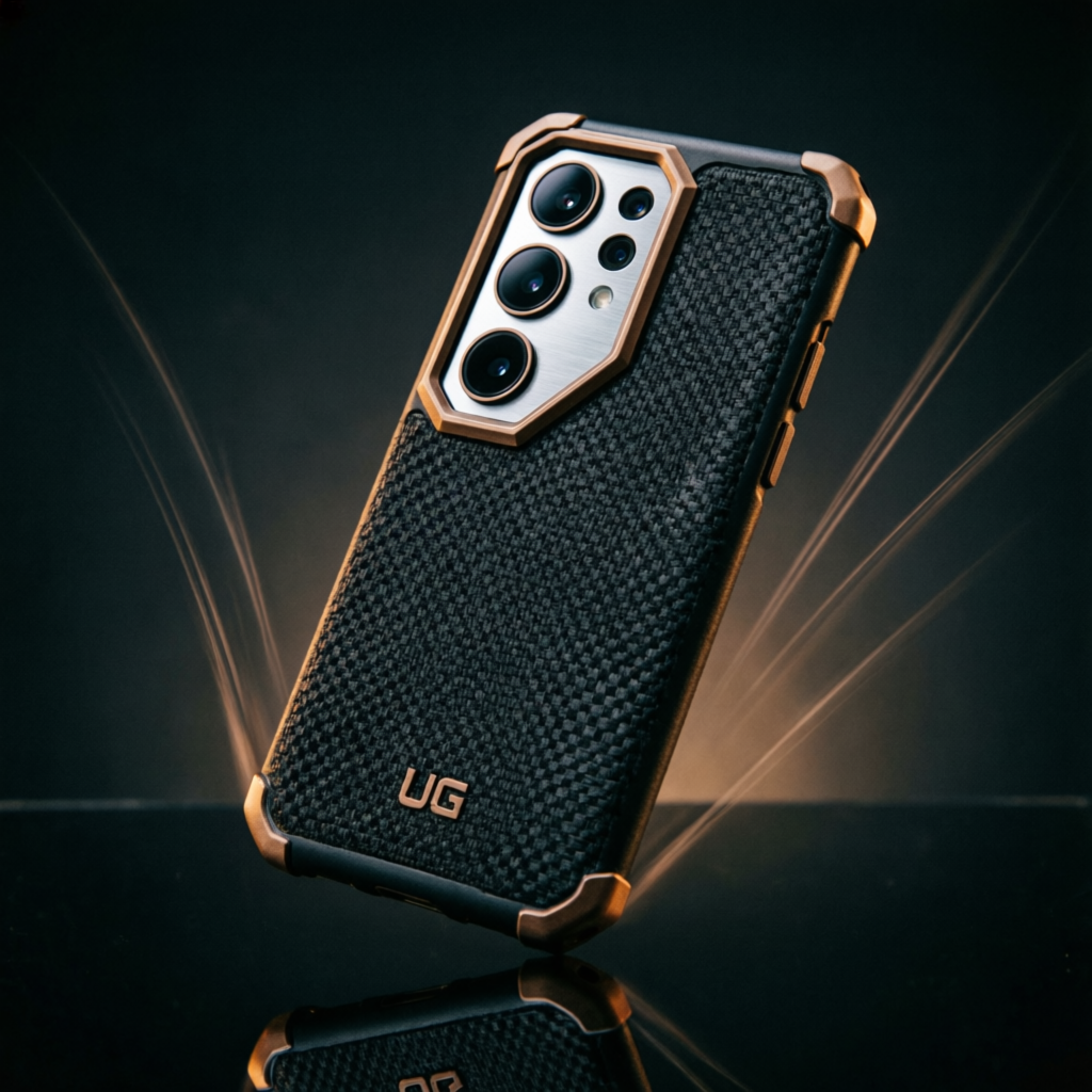 Противоударный чехол UAG Fibr Armr Kevlar с бронзовой рамкой камеры и усиленными углами для Samsung Galaxy S26 Ultra