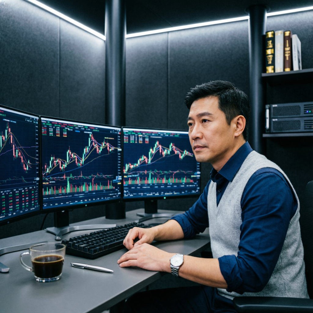 Professional Trader Analyzing Charts