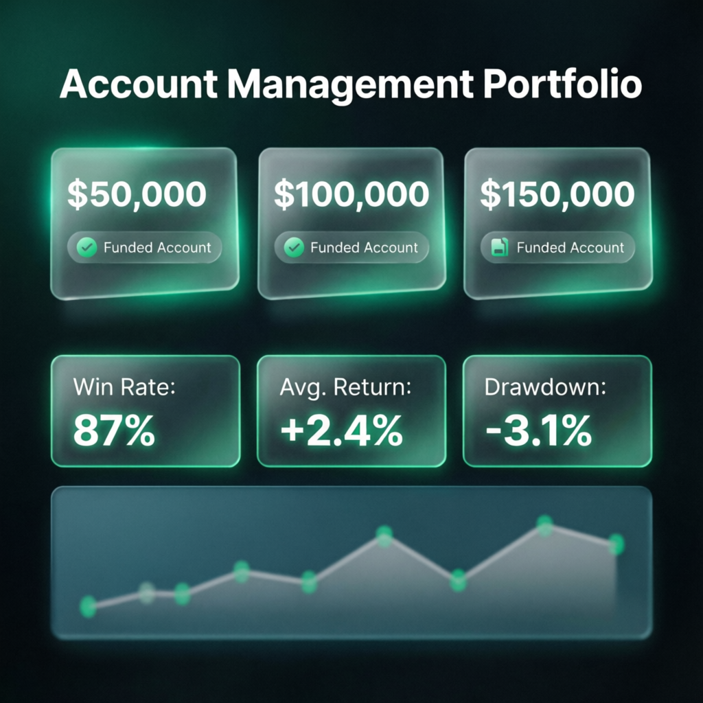 Account management portfolio showing multiple funded accounts