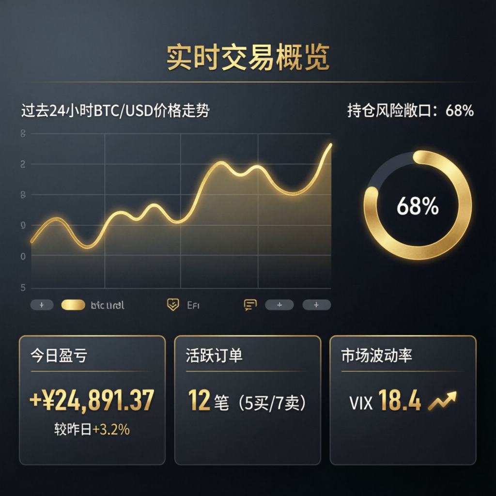 Professional trading dashboard with real-time metrics