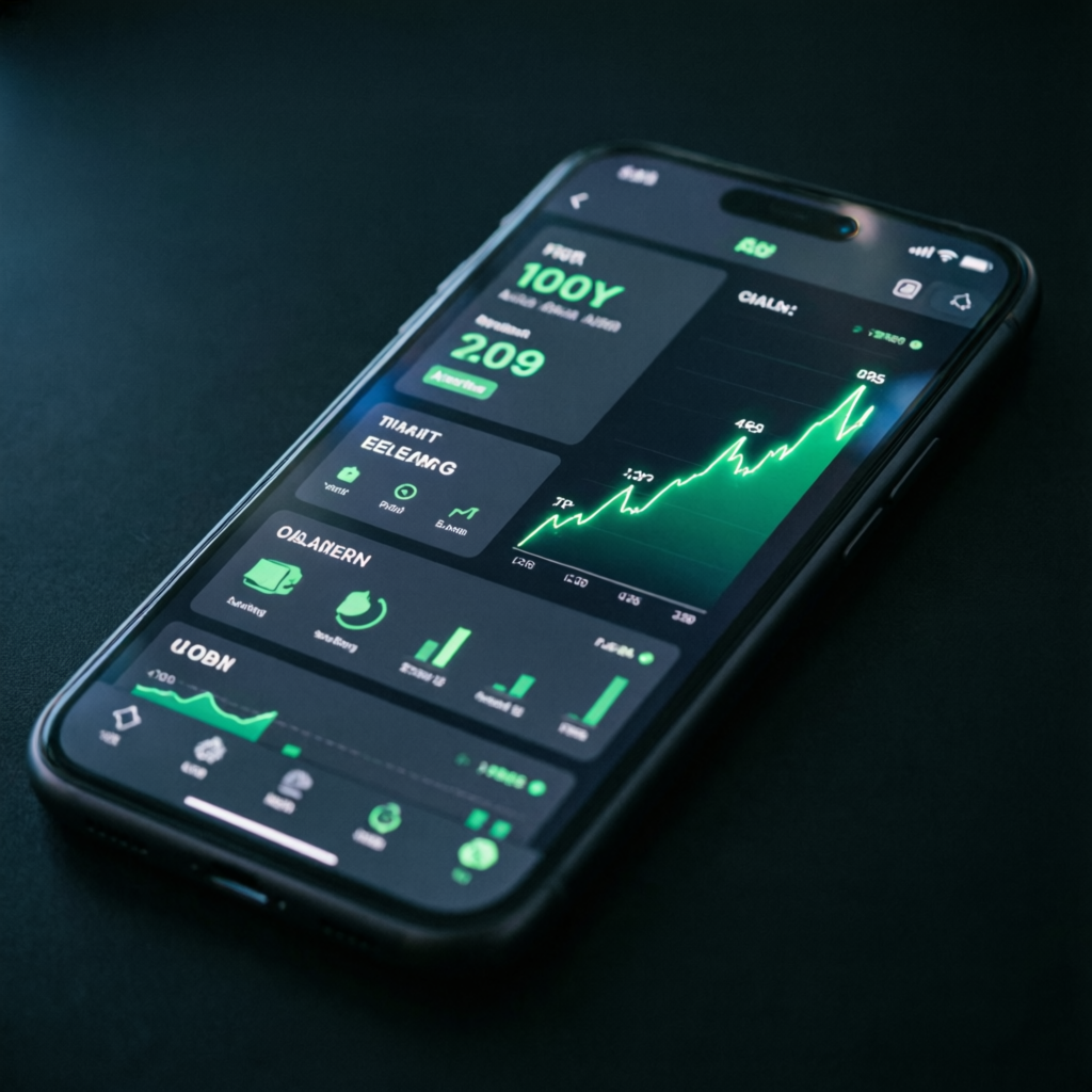 Mobile trading app showing funded account dashboard and profit charts