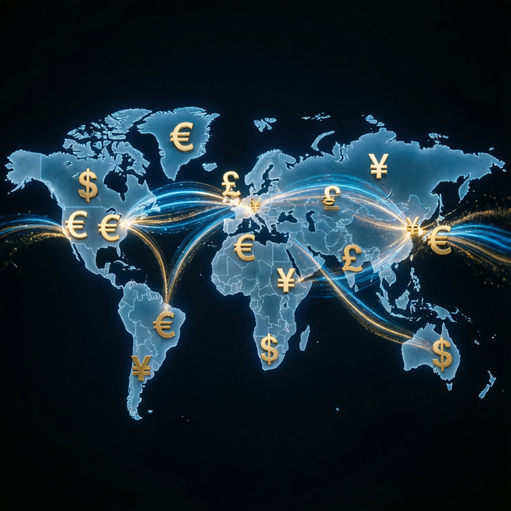 Global forex market map showing worldwide prop firm service coverage