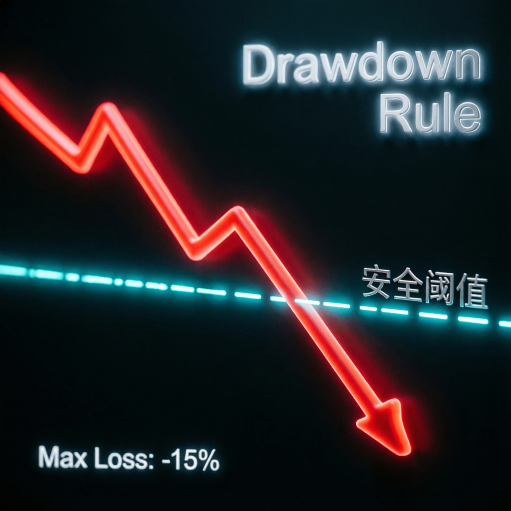 Apex drawdown rule visualization showing max loss threshold