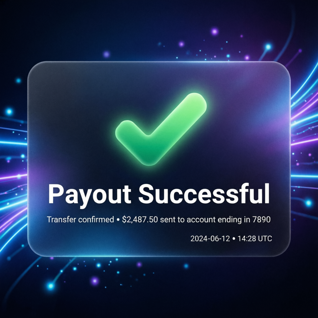 Payout successful confirmation for funded trader