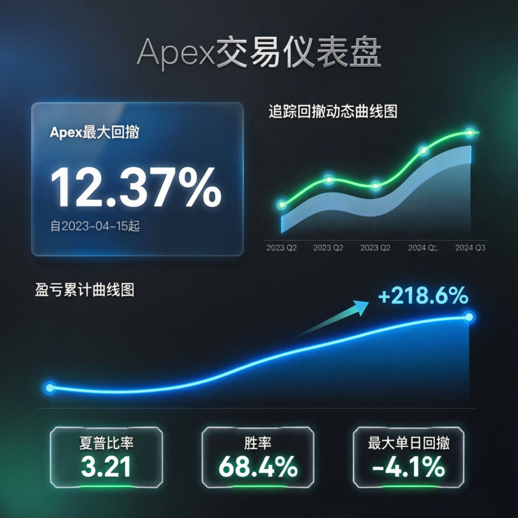Apex trading dashboard showing trailing drawdown metrics