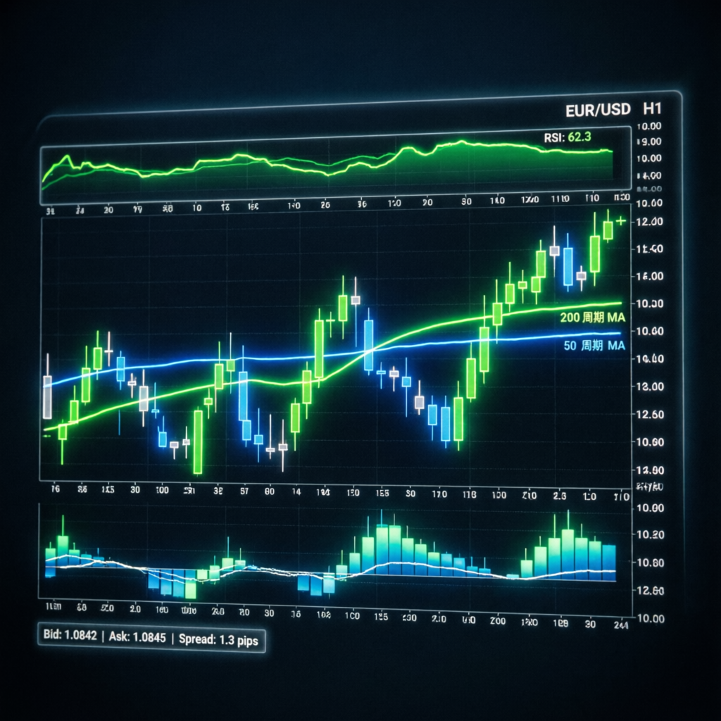 Professional forex candlestick chart with technical indicators for consistent trading