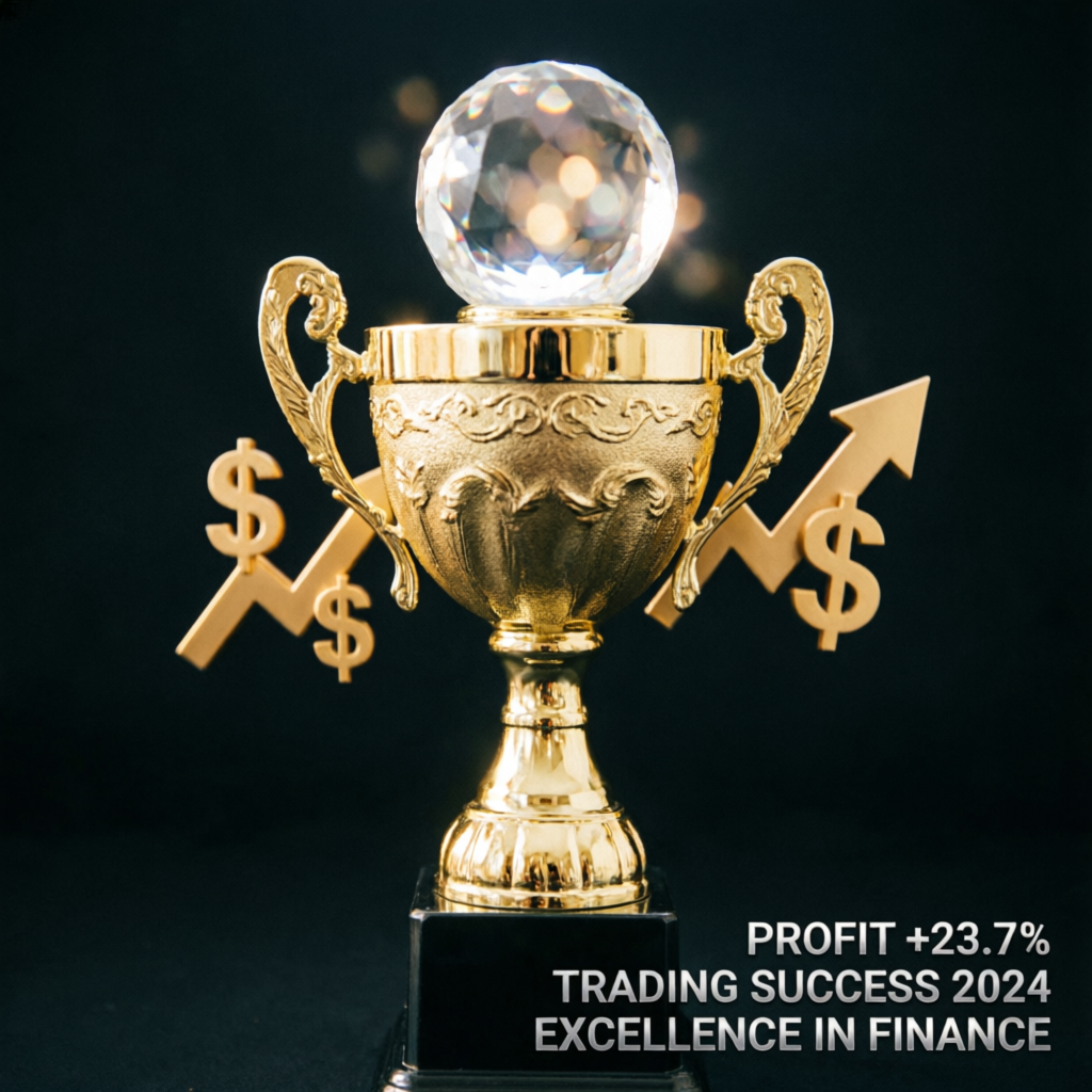 Gold trophy representing trading success and profit achievement