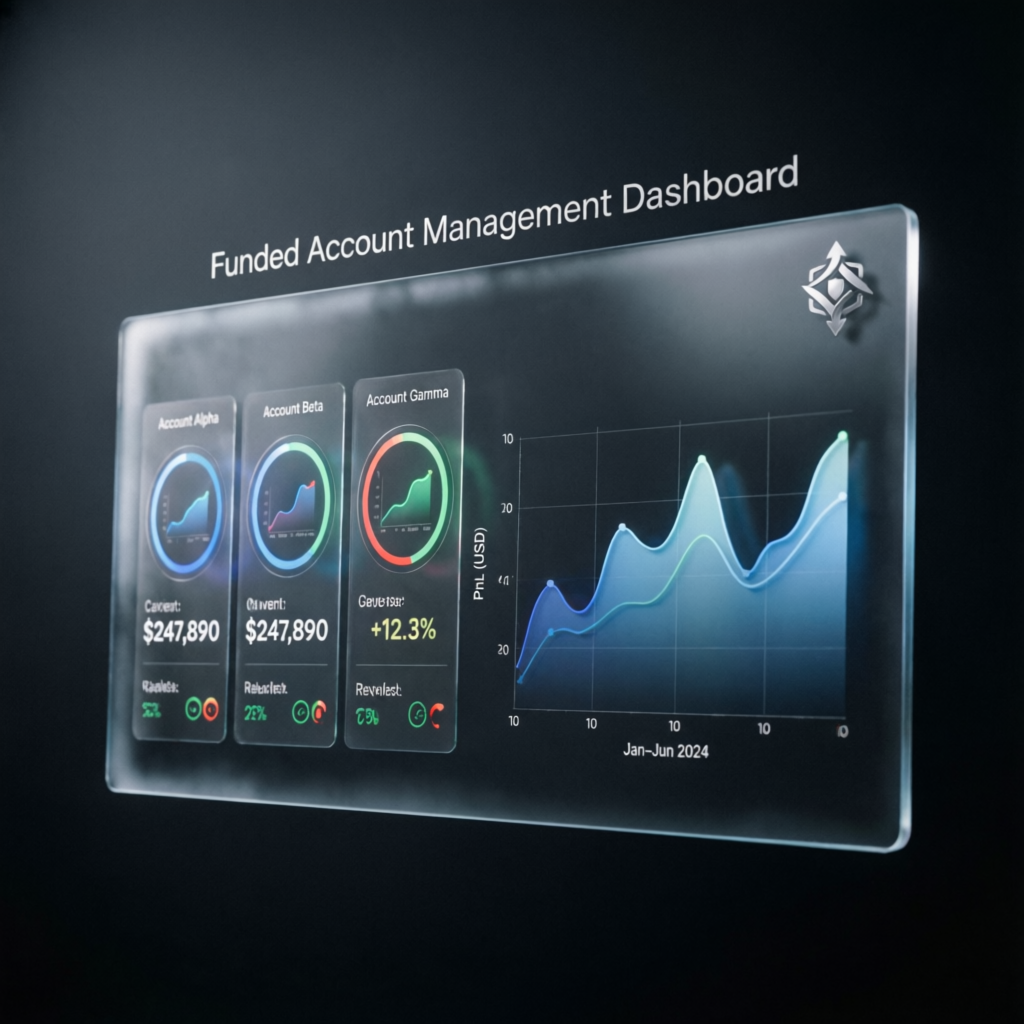 Funded account management dashboard showing multiple accounts