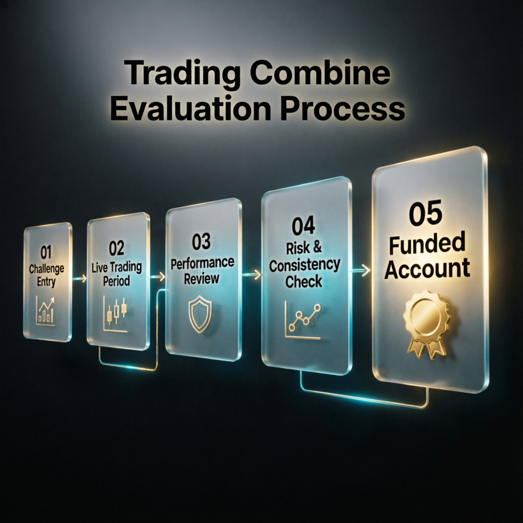 Trading Combine evaluation process flowchart