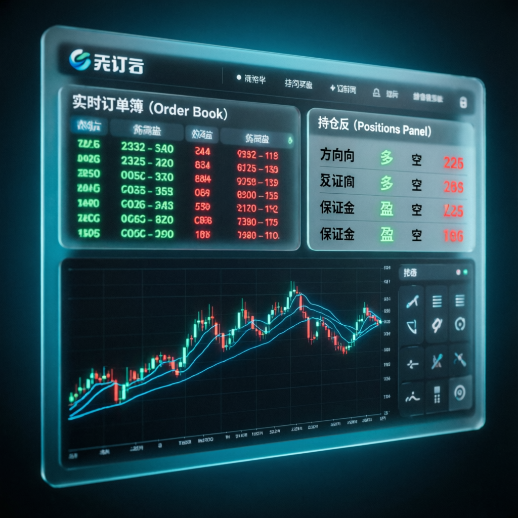 Futures trading platform with order book and positions