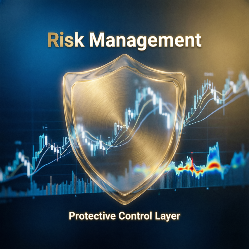 Risk management protective shield over trading charts