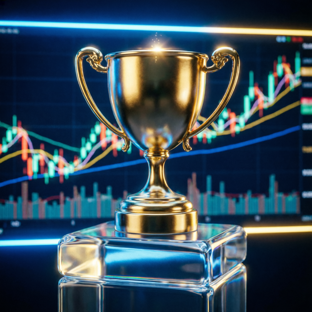Golden trophy representing trading success