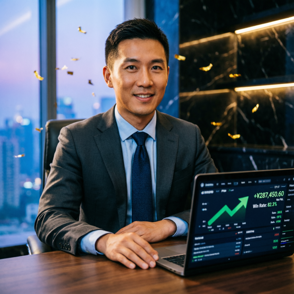 Successful funded trader celebrating payout achievement
