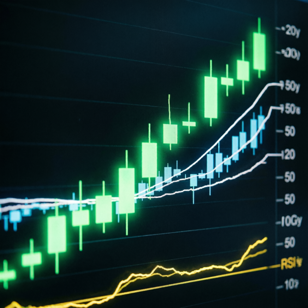 Bullish candlestick chart showing profitable trading patterns for Topstep challenge