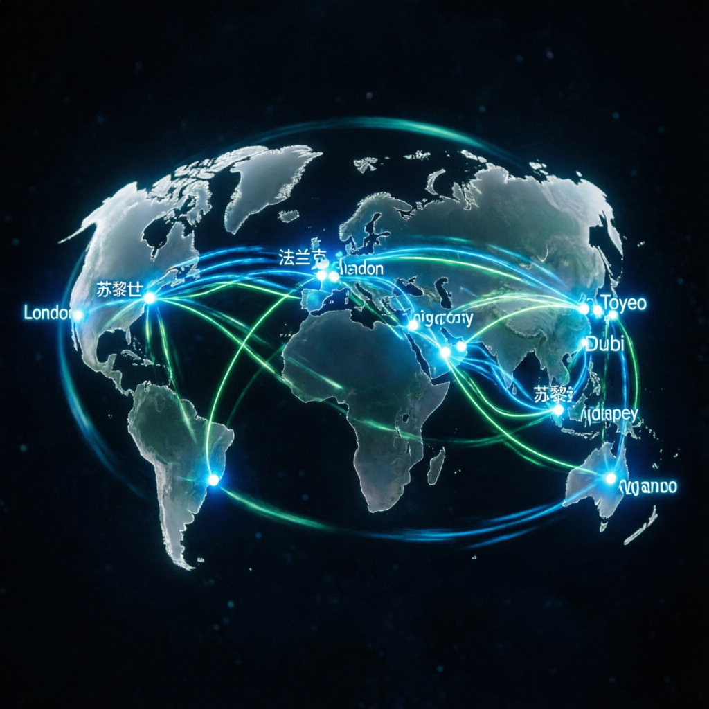 Global forex market connections visualization