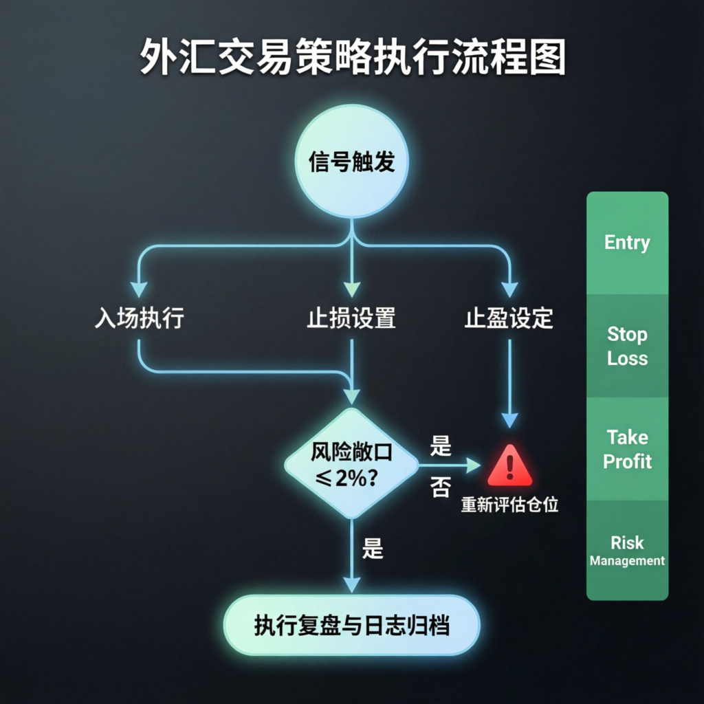 Forex trading strategy execution flowchart for prop firm evaluations