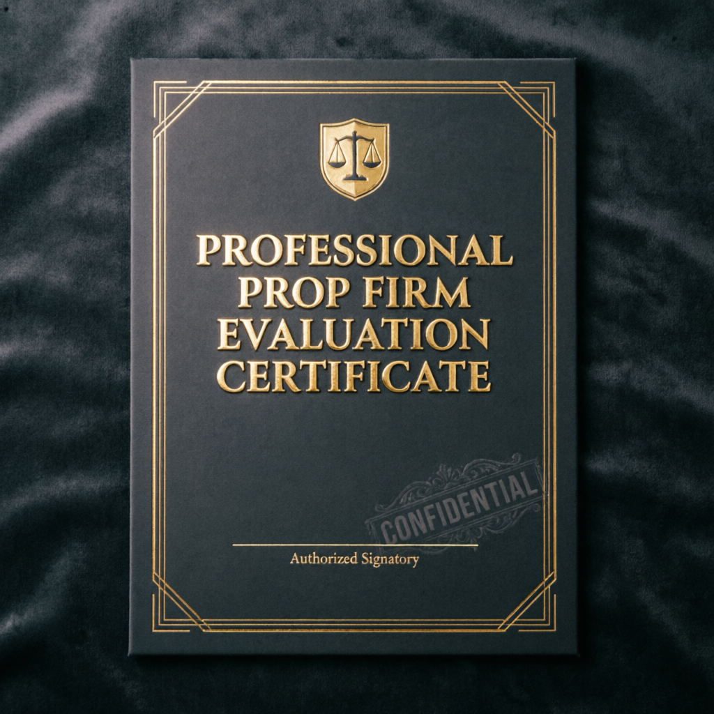 Professional prop firm evaluation certificate