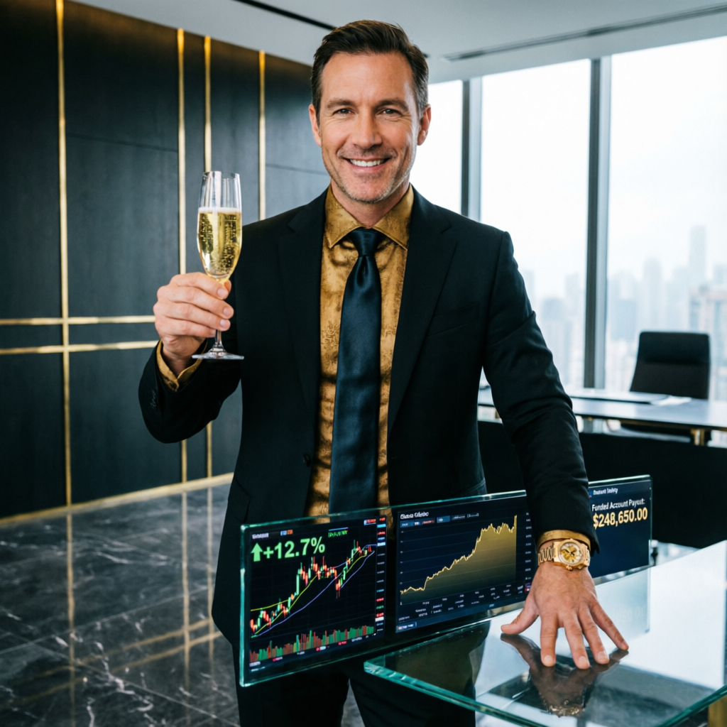 Professional trader celebrating successful Apex Trader Funding payout