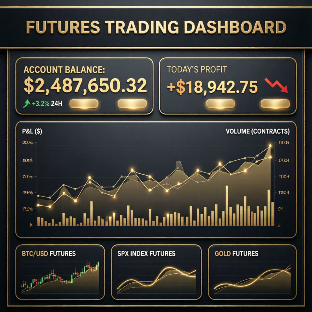 Apex Trader Funding futures trading dashboard showing account balance and profit metrics
