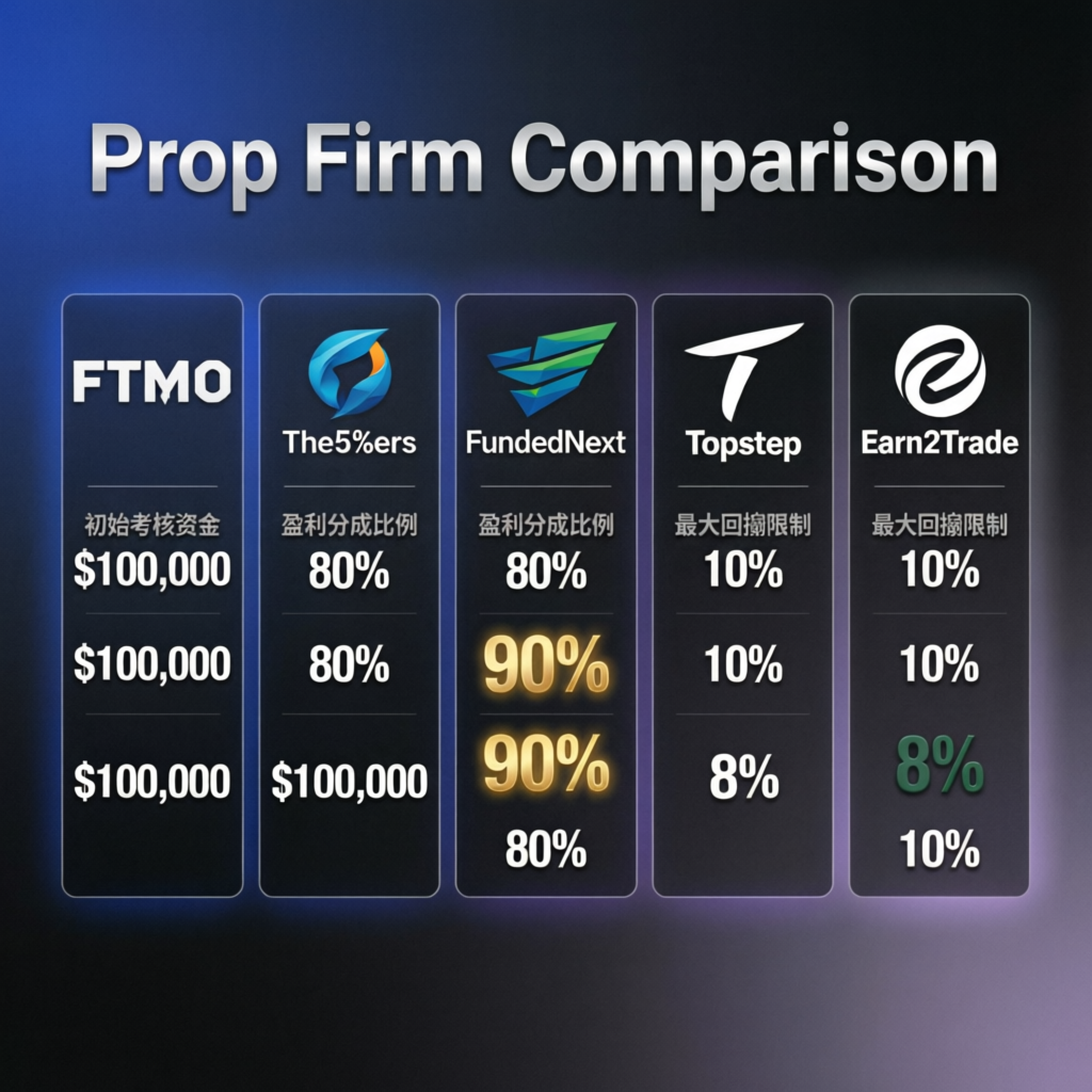 Prop firm comparison infographic