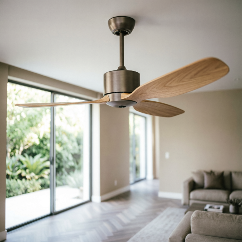 Valora stylish energy-efficient ceiling fan with wooden blades