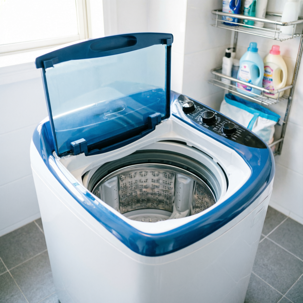 Valora semi-automatic top-load twin-tub washing machine in white and blue