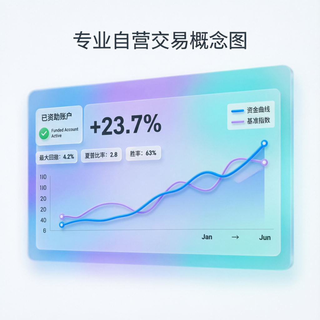 Funded account dashboard showing profit metrics and growth charts