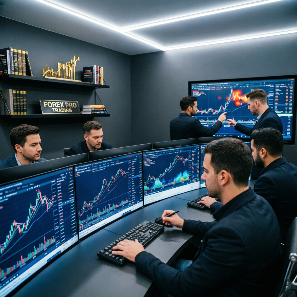 PFM Capitals professional trading team collaborating on prop firm challenge strategies