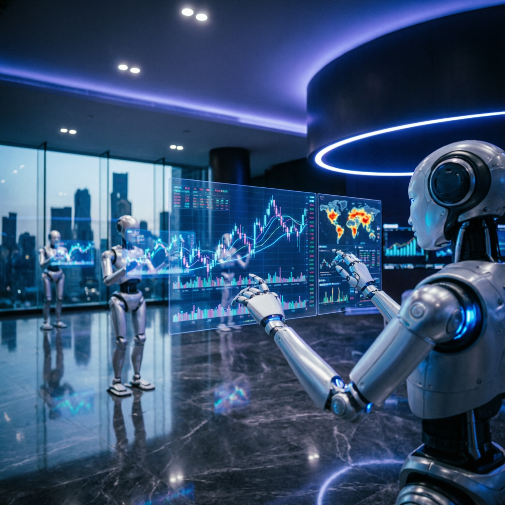 AI robots analyzing futures markets to pass Apex Trader Funding evaluations quickly