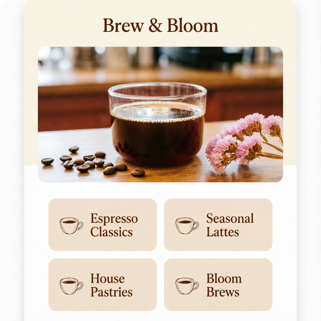 Brew and Bloom cafรฉ landing page project
