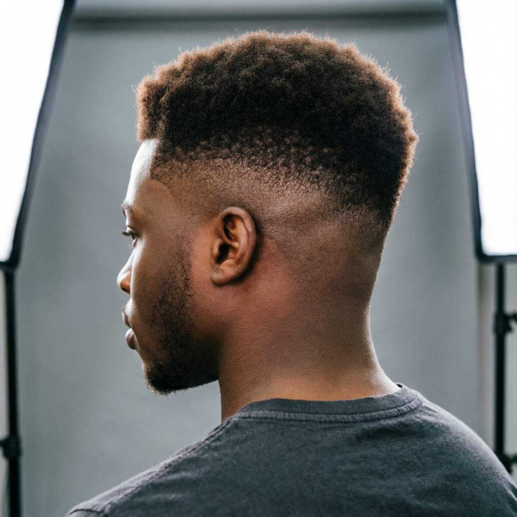 KI-generiert: Skin Taper Fade von hinten