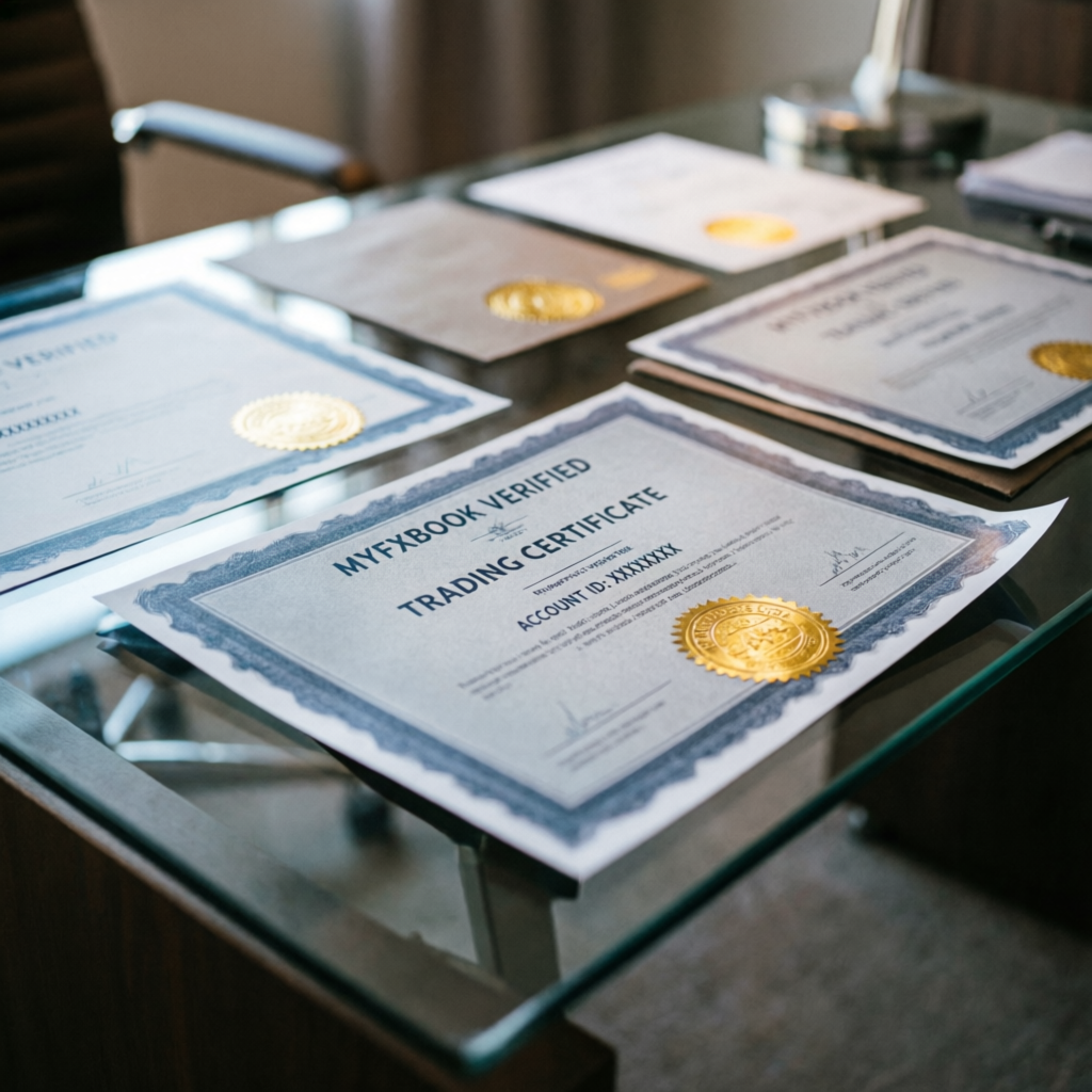 Myfxbook verified trading certificates and proof documents