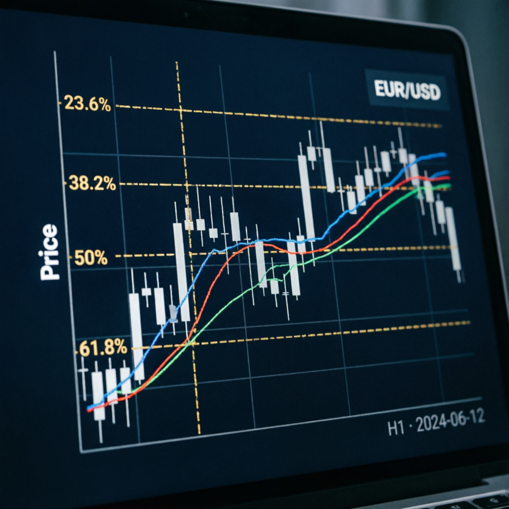 Forex trading strategy with Fibonacci retracement levels and candlestick chart analysis for Blueberry Funded