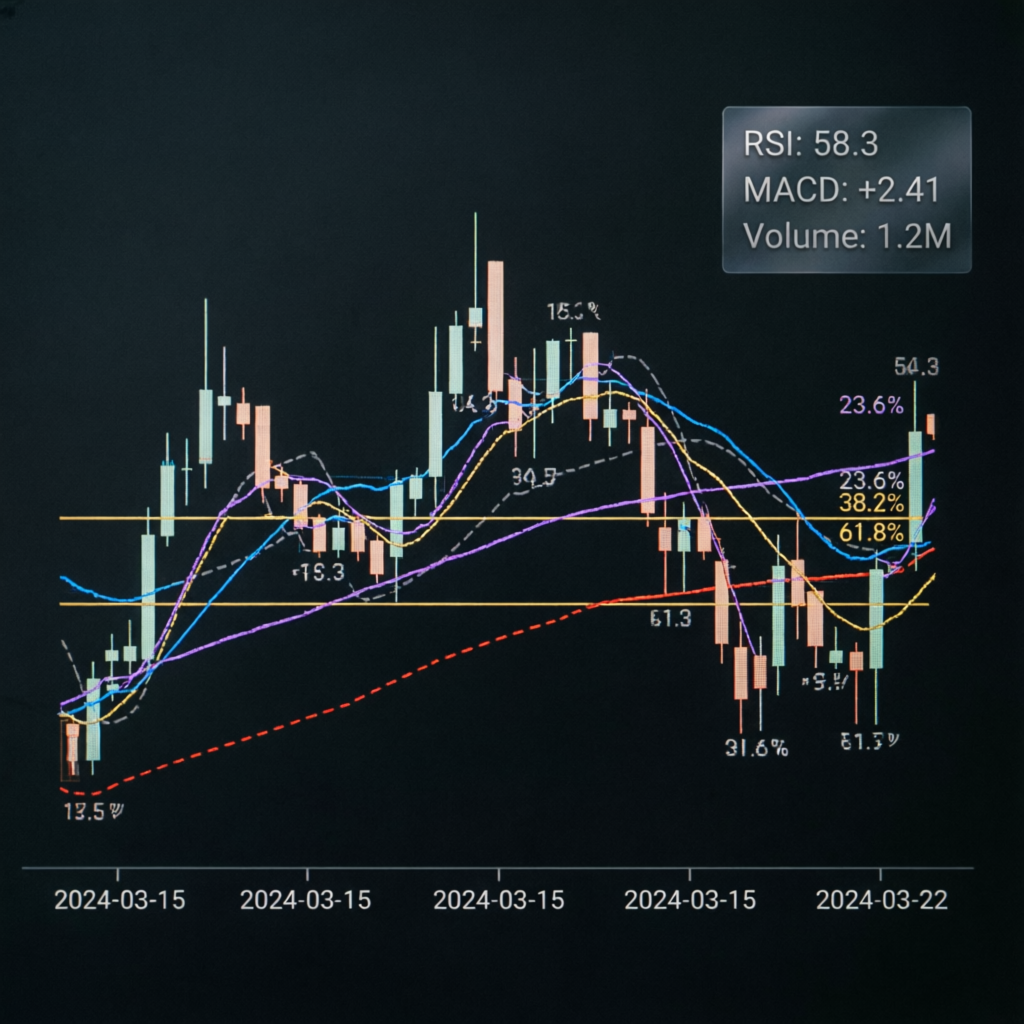 Advanced trading strategy visualization with candlestick patterns