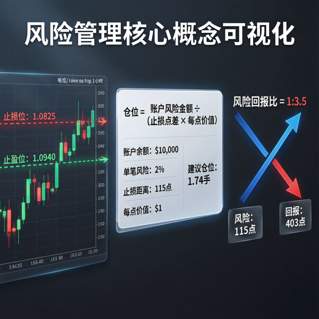 Risk management visualization for prop firm evaluation - stop loss and take profit levels