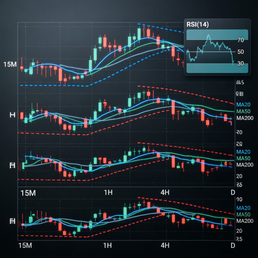 Professional forex trading strategy chart with technical indicators for Aqua Funded evaluation