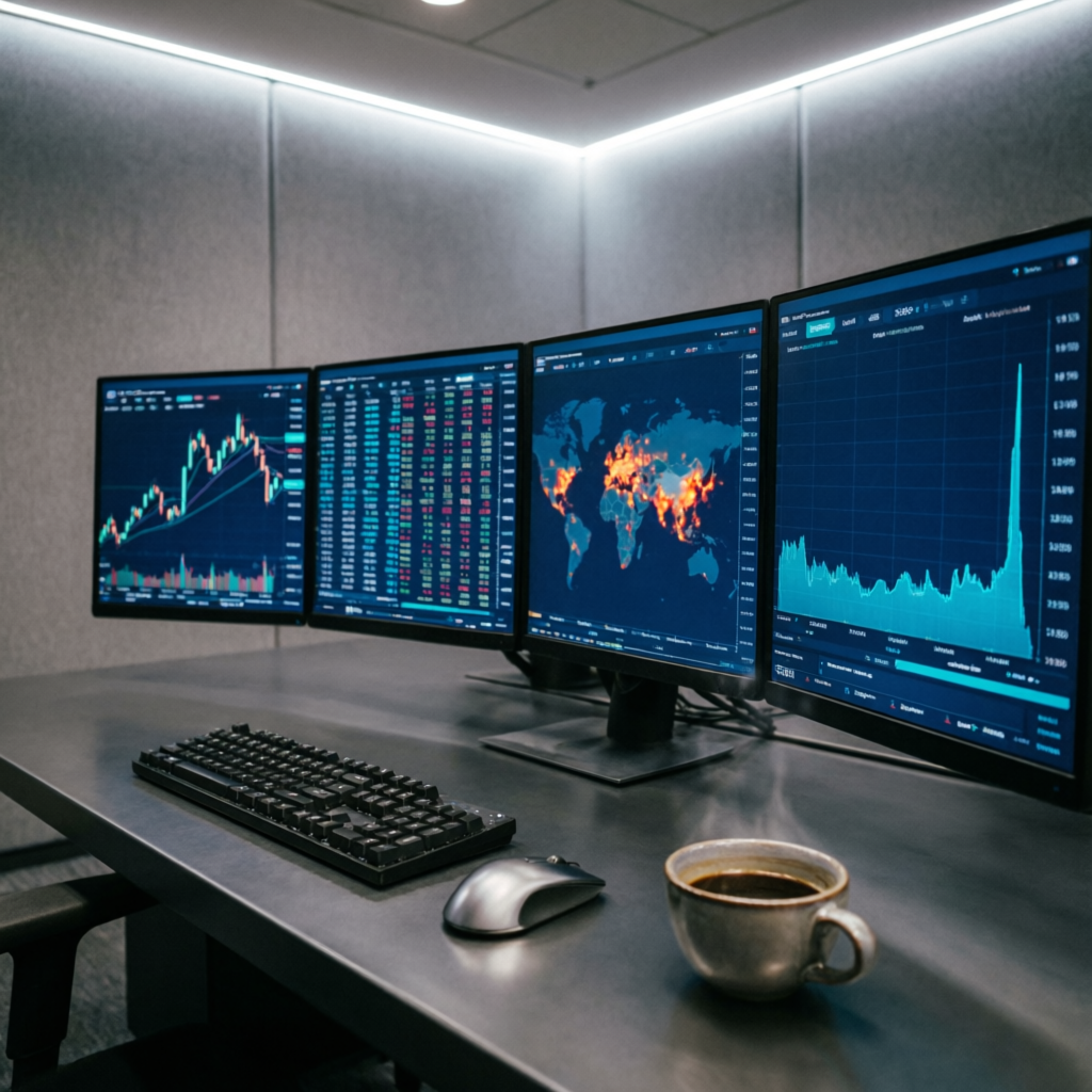 Professional trading desk setup