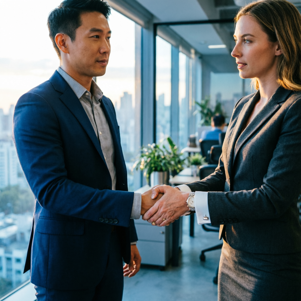 Handshake representing trust and partnership in finance