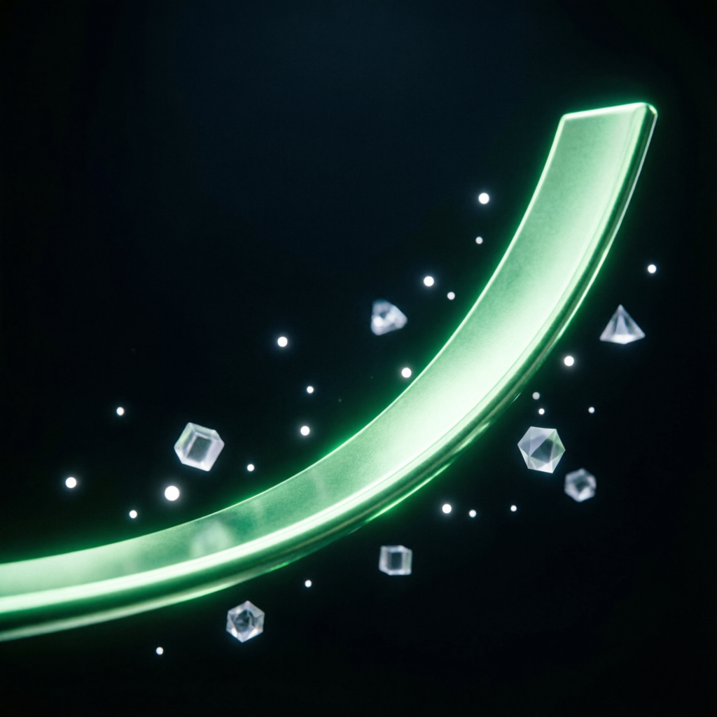 Abstract 3D financial growth chart with glowing green upward trend