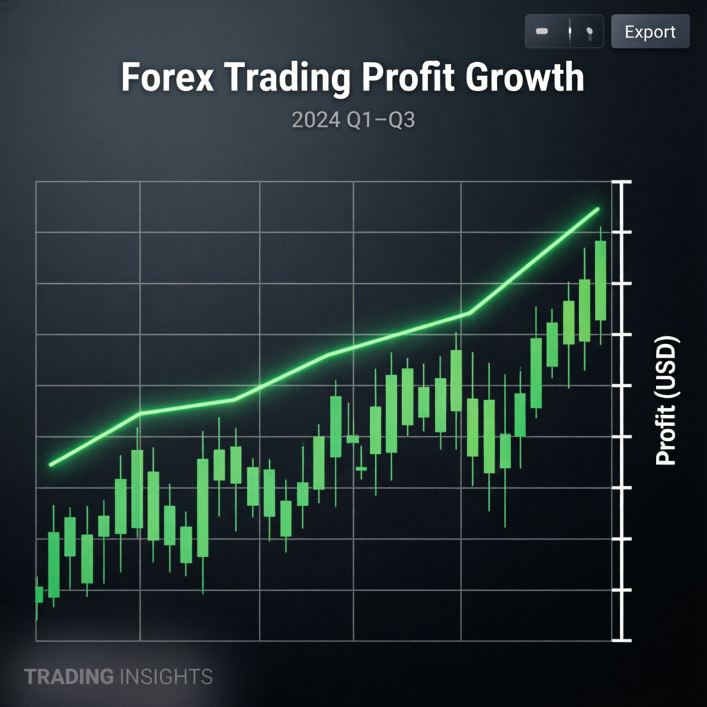 Forex trading profit growth chart showing consistent upward trend