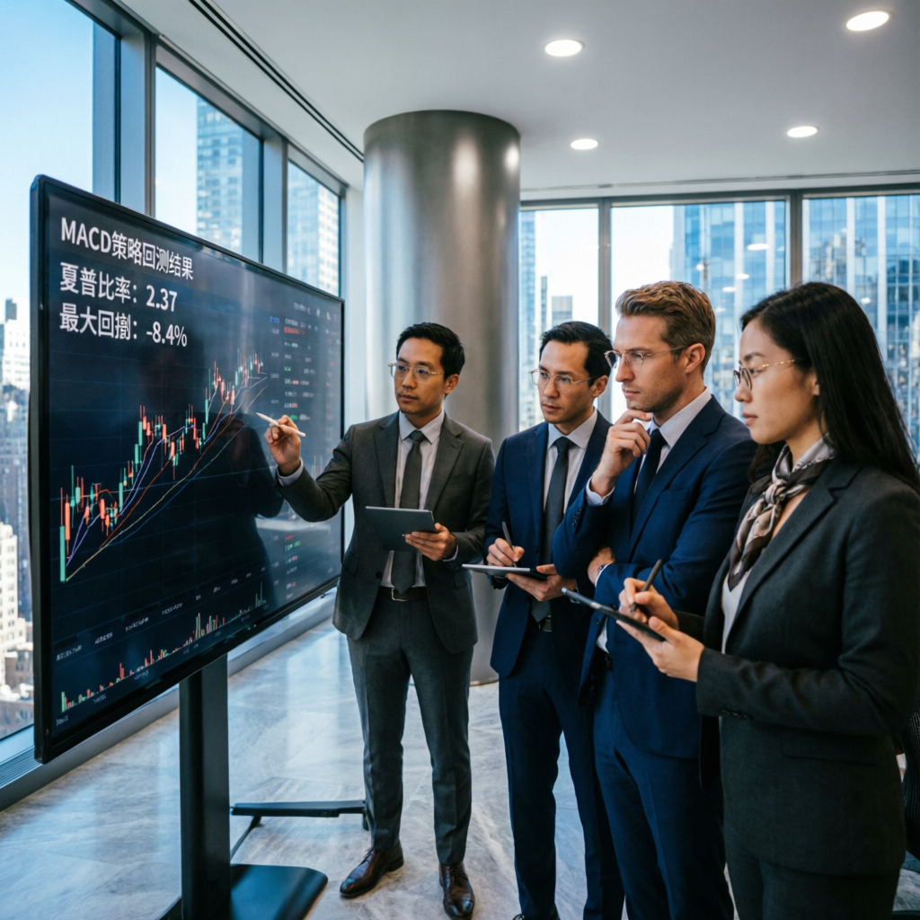 Professional trading analysts reviewing strategies