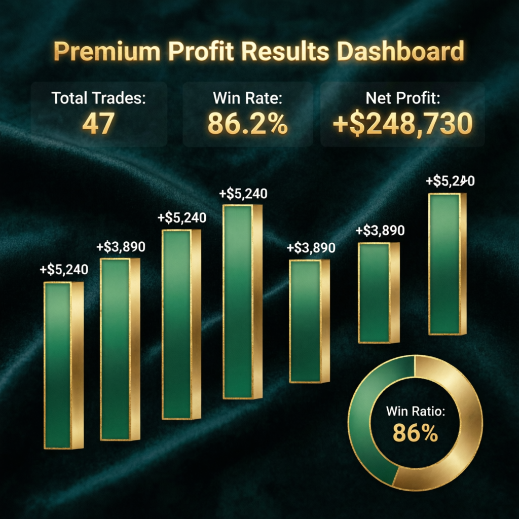 Premium profit results dashboard showing successful Topstep trades