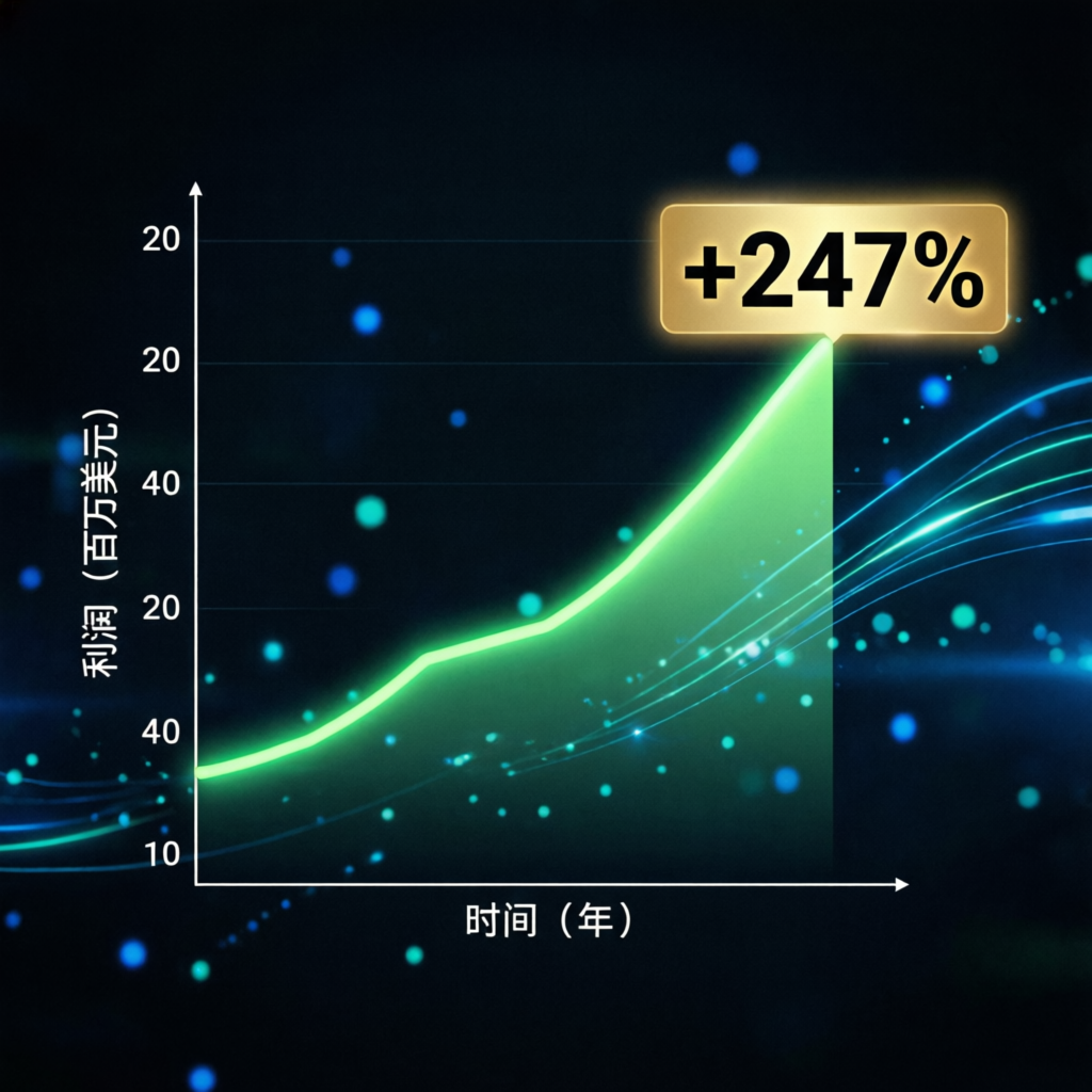 Financial growth chart showing exponential profit increase over time
