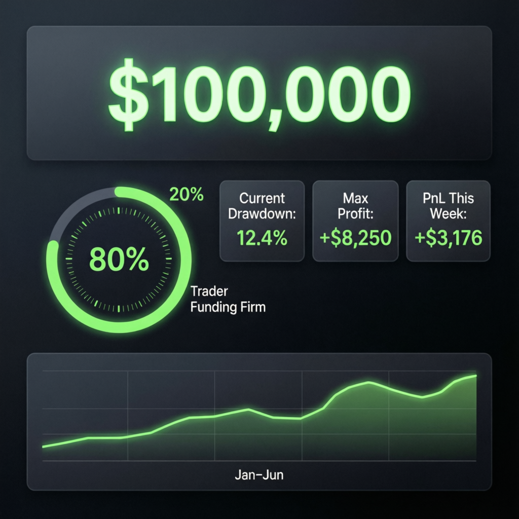 $100,000 funded account dashboard showing profit growth for Apex Trader Funding