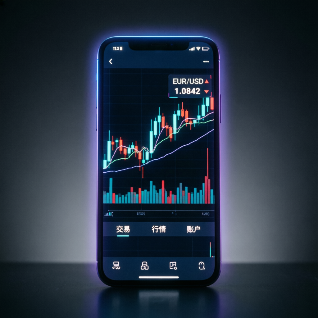 Mobile trading app showing live forex charts for funded account management