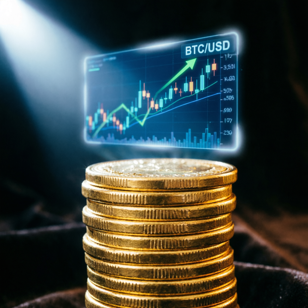 Payout proof with gold coins and trading chart showing prop firm profits