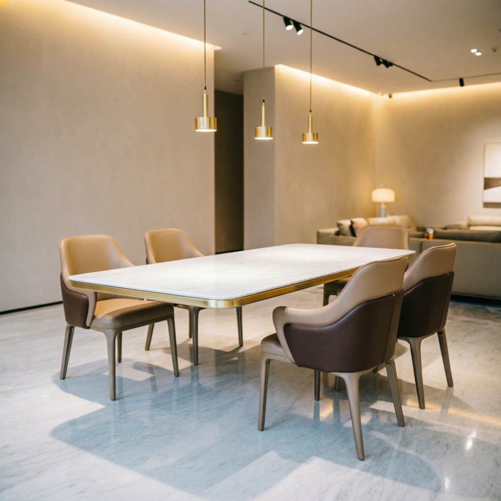 Luxury marble dining table set at New Sound and Vision Simdega furniture store