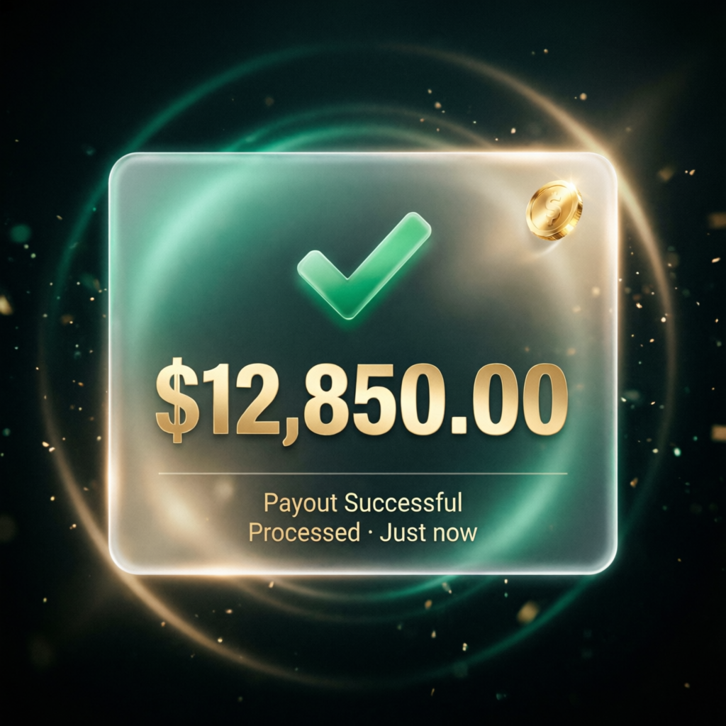 Payout success notification showing processed payment amount